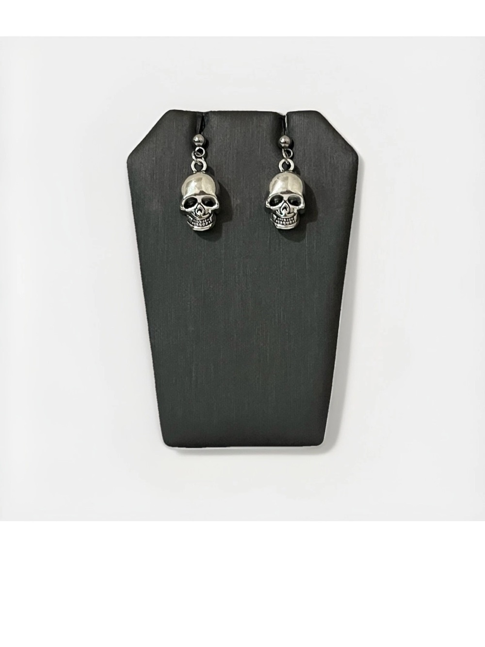 Gothic Skull Dangle Earrings Silver Tone Halloween Punk Skeleton Drop Jewelry